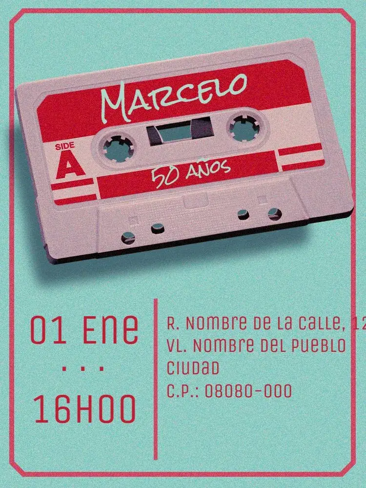 Invitación Virtual 50 Años - Cinta Cassette Old