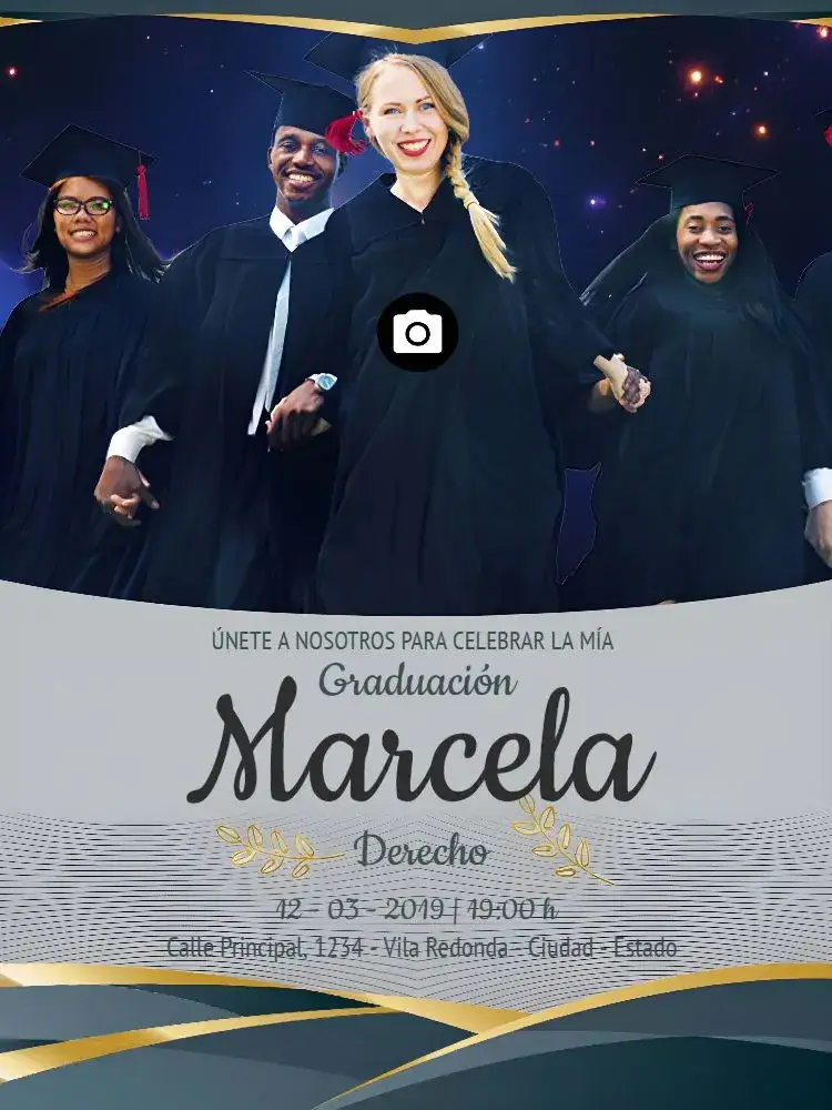 Invitación Graduación Con Foto Graduación – tema Graduación moderno, elegante, minimalista, colorido, fotográfico, jovem