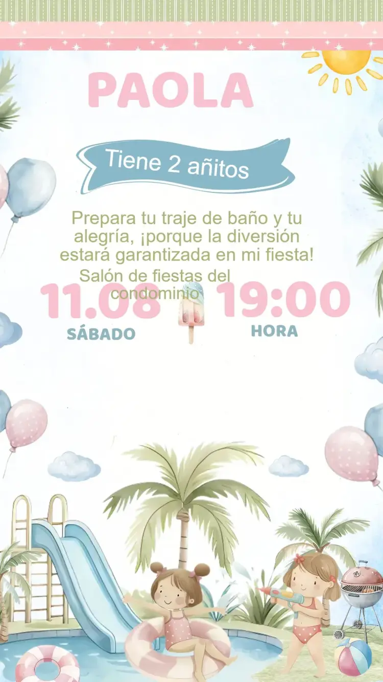 Invitación Cumpleaños Pool Party