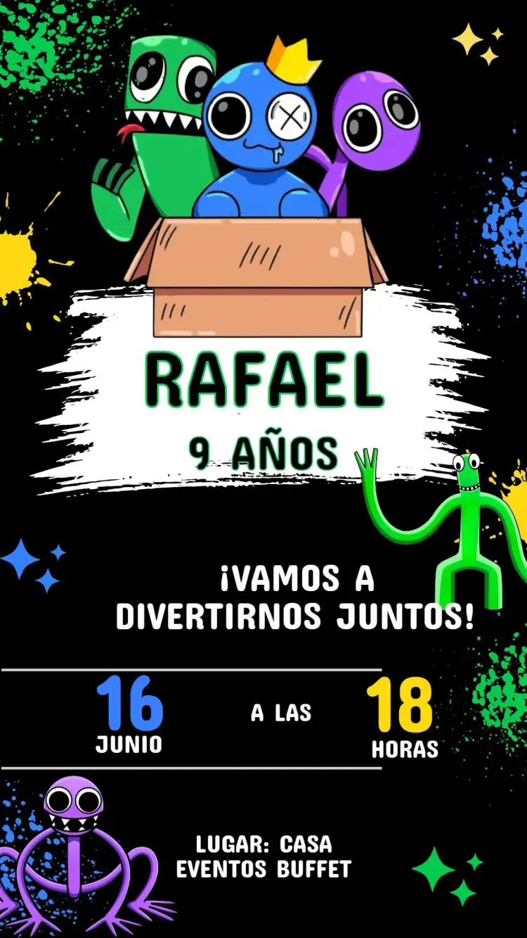Invitación Invitación Cumpleaños Amigo Arcoíris – tema Cumpleaños Infantil colorido, divertido, infantil, arcoíris, moderno, alegre