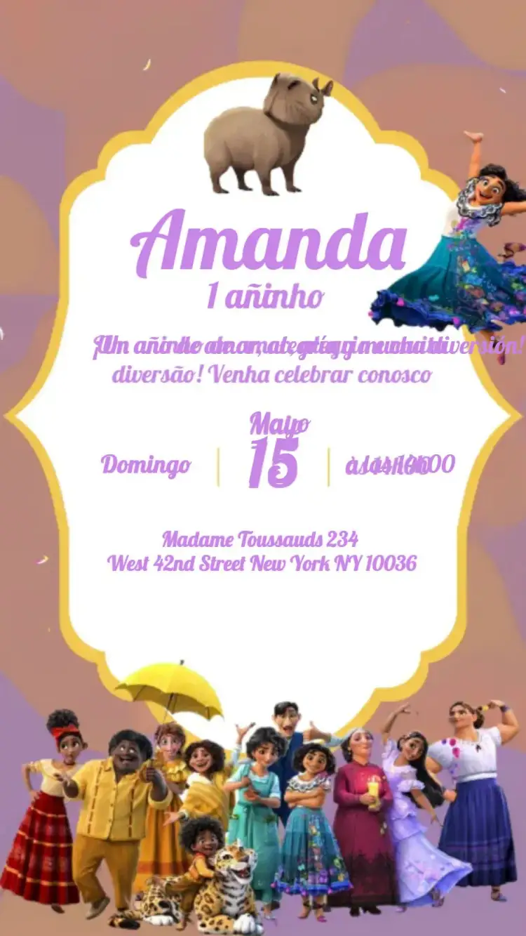 Invitación Encanto Capivara – tema Cumpleaños Infantil colorido, floral, temático, divertido, infantil, natureza