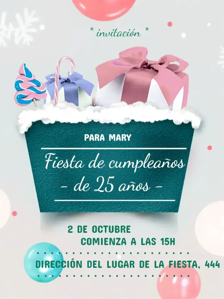 Invitación Femenino - Regalos Verdes – tema Cumpleaños verde, rosa, festivo, moderno, elegante