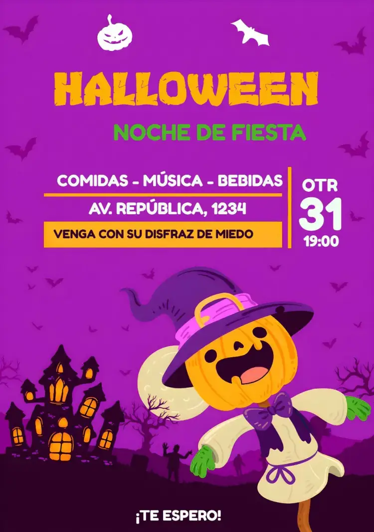 Invitación Halloween Calabaza – tema Fechas Conmemorativas blanco y negro, naranja vibrante, estilo lúdico, elementos gráficos divertidos, temática de Halloween, toques de rosa