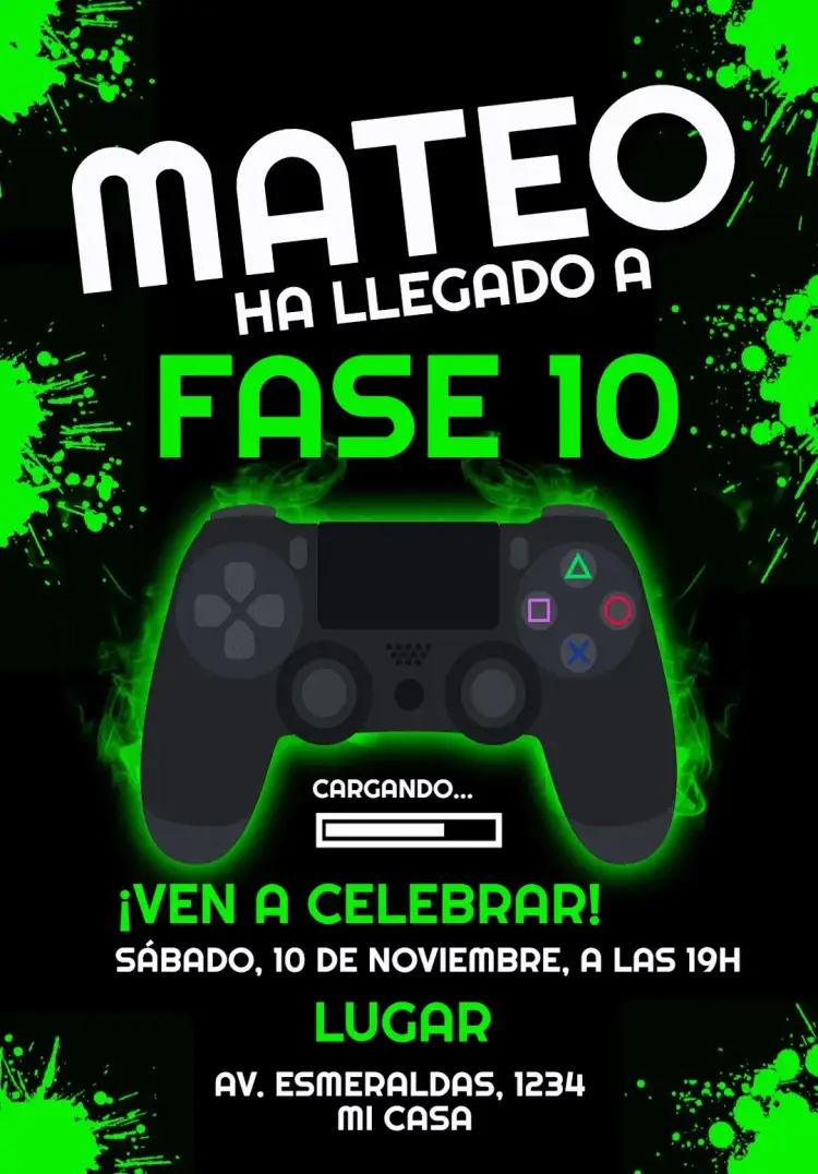 Invitación Cumpleaños Playstation 4 Gamer