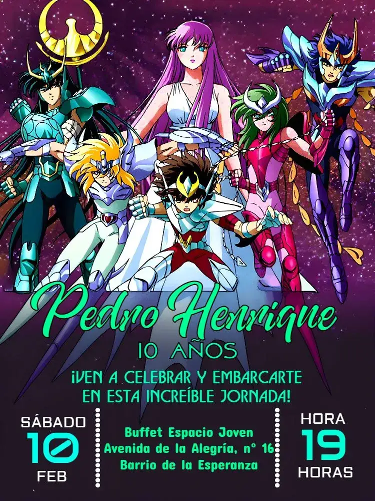 Invitación Caballero Del Zodiaco Negro – tema Fechas Conmemorativas moderno, elegante, temático, sóbrio, fantasía