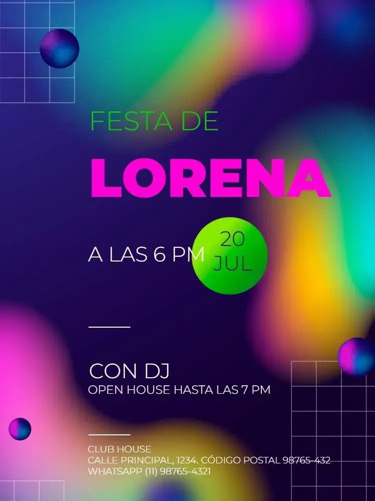 Invitación Para Fiesta Neon Colorido Encuentro