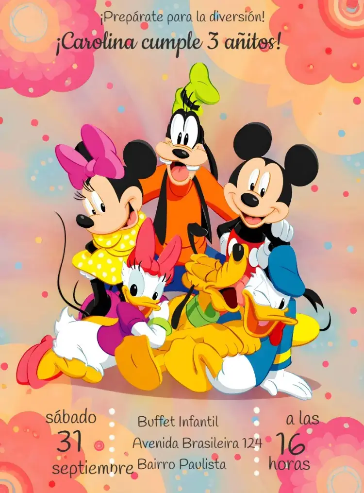 Invitación Turma De Mickey Chica