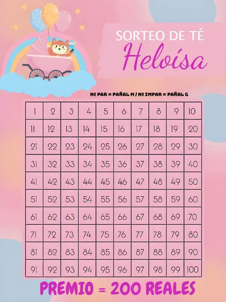 Invitación Té Rifa Zorrito Baby Rosa – tema Té Rifa floral, lúdico, suave, colorido, infantil, moderno