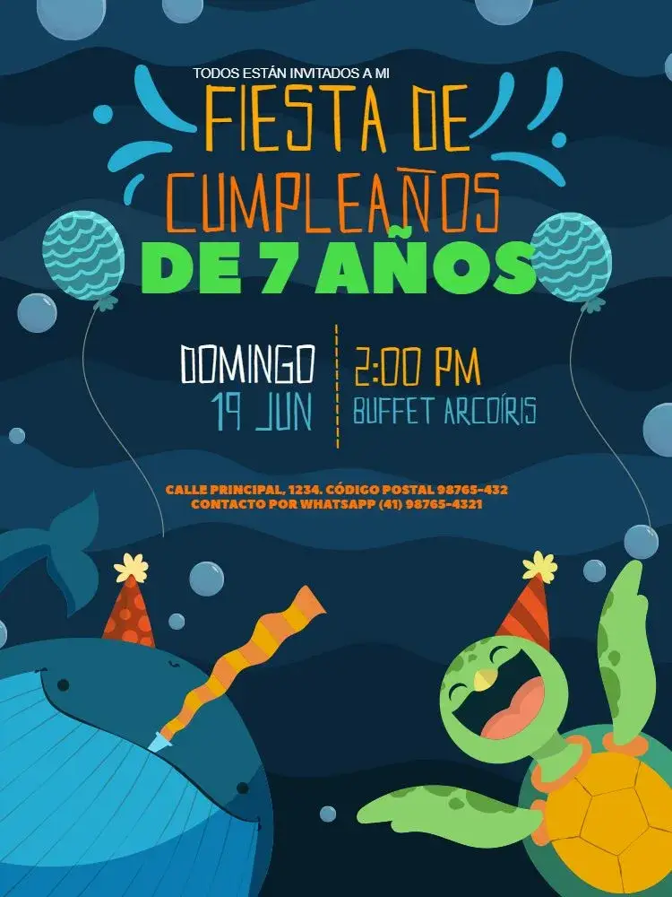 Invitación 7 Años Azul Lúdico