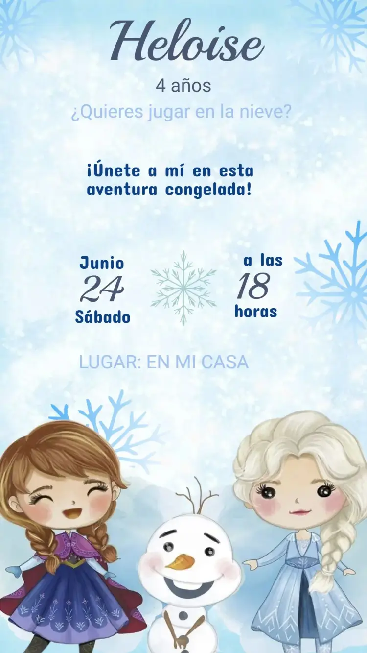 Invitación Cumpleaños Frozen