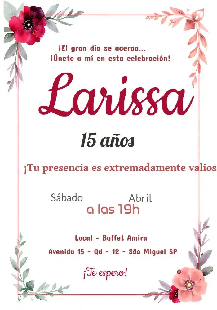 Invitación 15 Años Marsala Floral Quince – tema 15 años floral, marsala, romántico, elegante, moderno, vintage