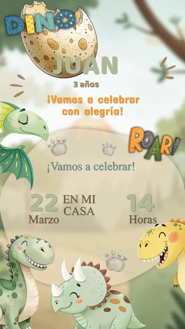 Invitación Cumpleaños Dino Cute