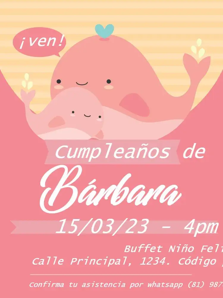 Invitación S De Ballena Rosa Femenino