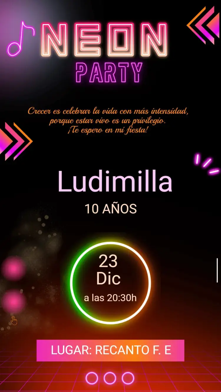 Invitación Fiesta Neon