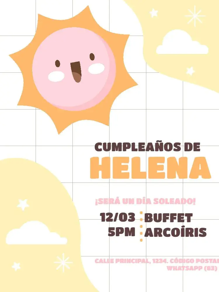 Invitación Rayo De Sol Amarillo Claro