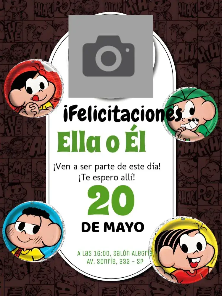 Invitación Grupo De La Mónica Con Foto Mónica editable y personalizable