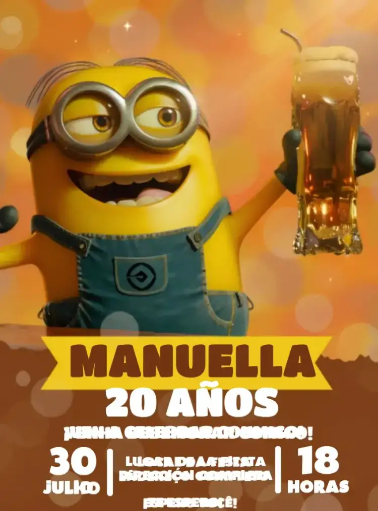 Invitación Minions Boteco Drink – tema Cumpleaños colorido, informal, bar, divertido, moderno