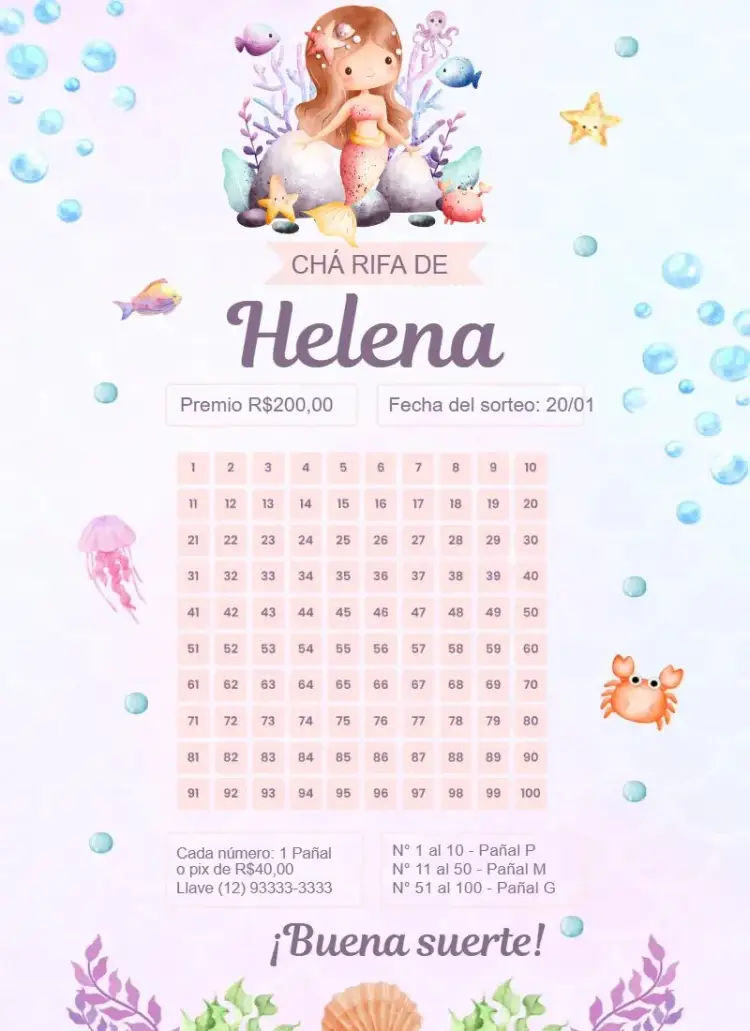 Invitación Sirena Rosa y Lila