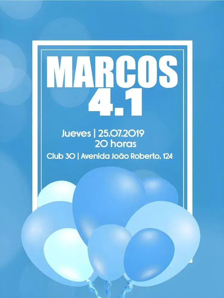 Invitación Hombre Adulto - Globos Azules Años