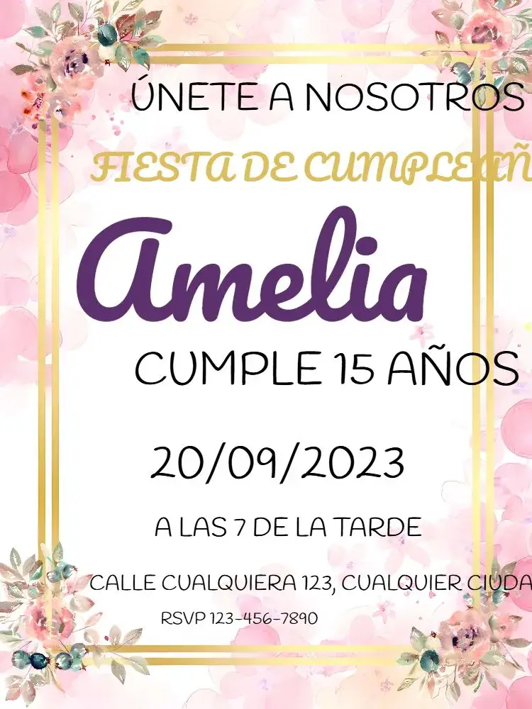 Invitación 15 Años Floral
