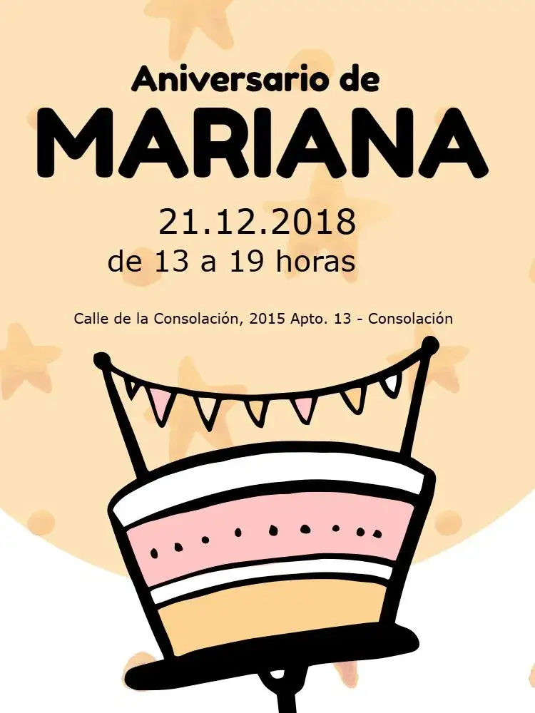 Invitación Infantil – tema Cumpleaños Infantil rosa, estrellas, banderitas, divertido, infantil, colorido