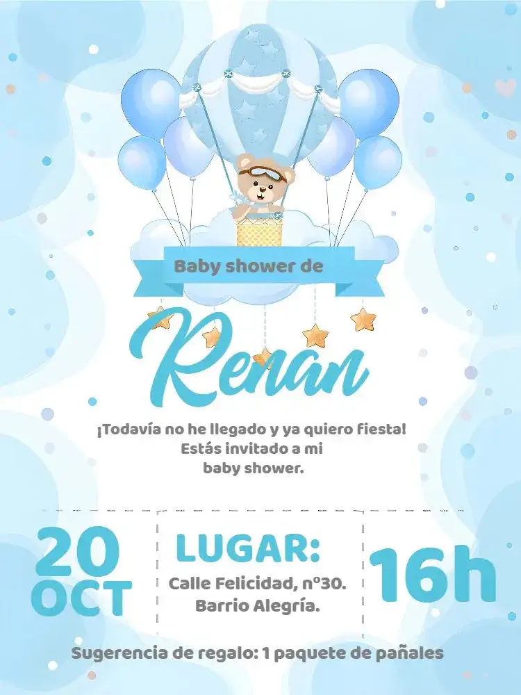 Baby Shower Osito Globos Aerostáticos Nube