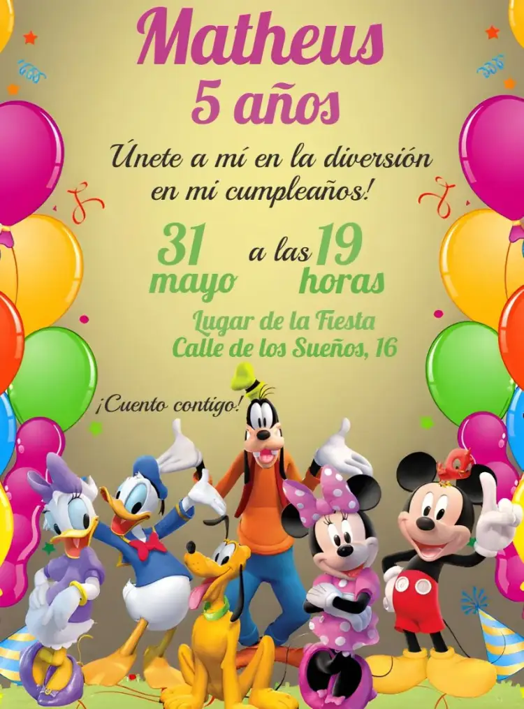 Invitación Turma De Mickey Niño