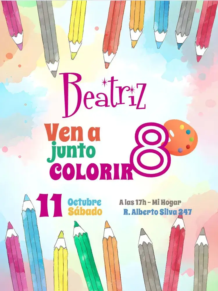 Invitación Pintando El 7 Editar – tema Más buscados colorido, artístico, moderno, divertido, inspirador