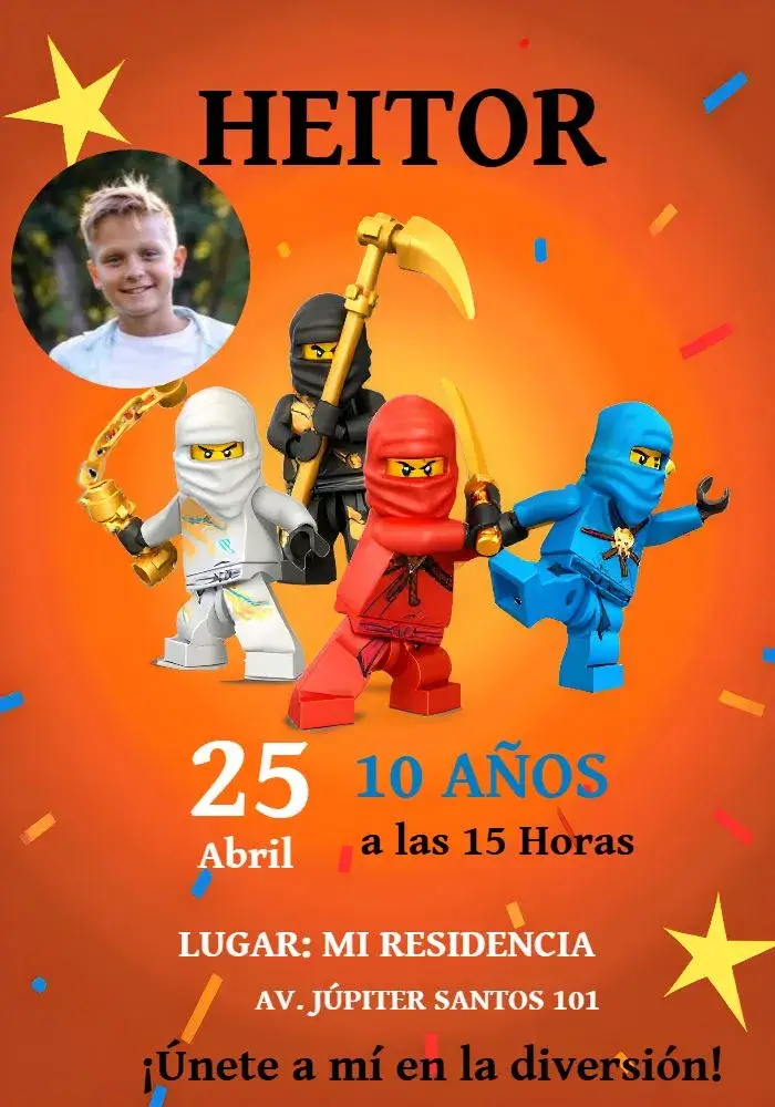 Invitación Ninjago Lego Con Foto