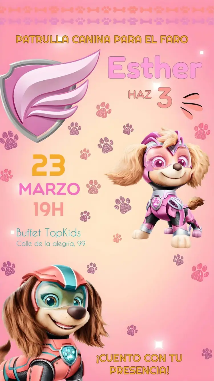 Invitación Skye Patrulla Canina Infantil