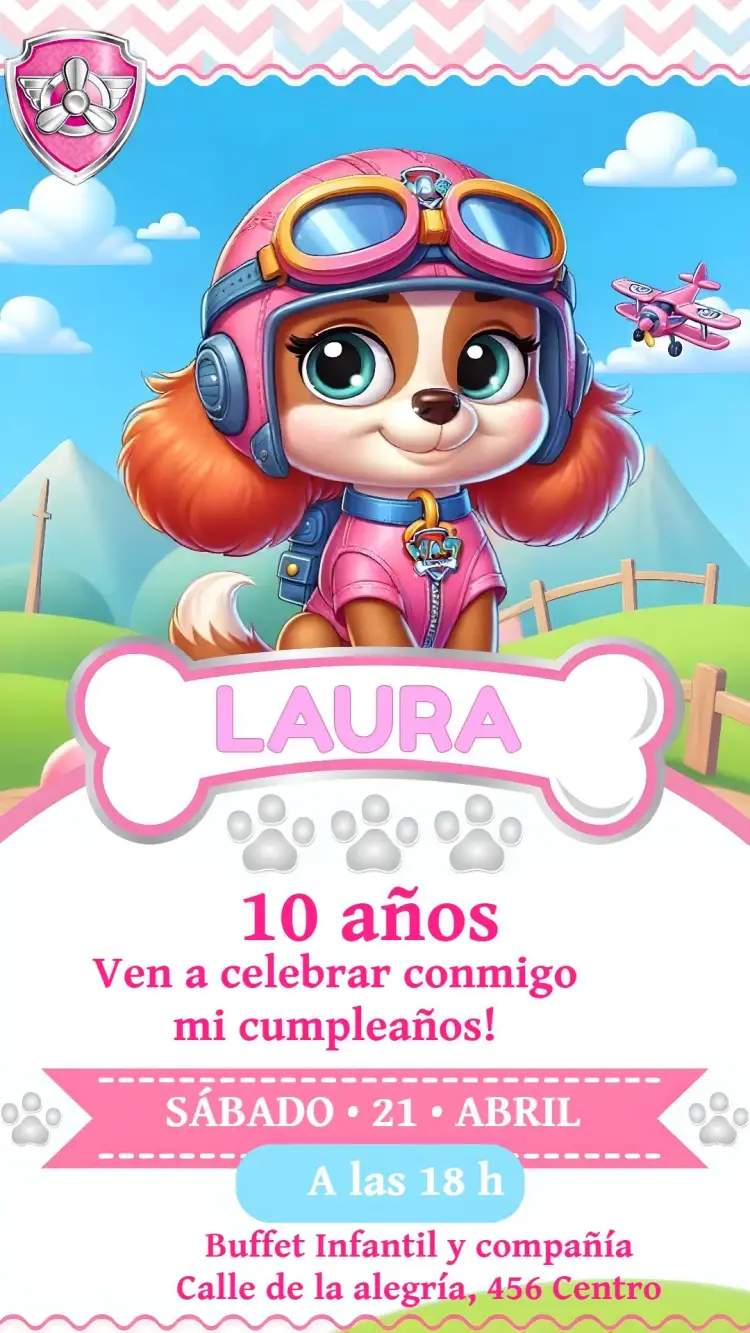 Invitación Patrulla Canina Rosa