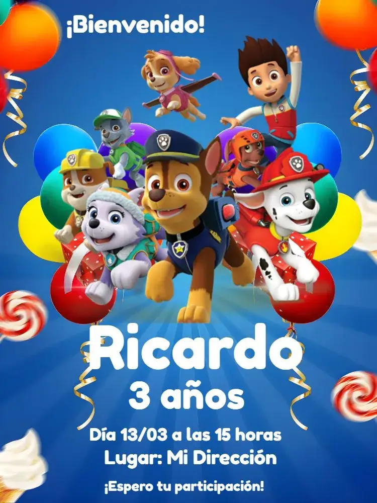 Invitación Patrulla Canina Azul