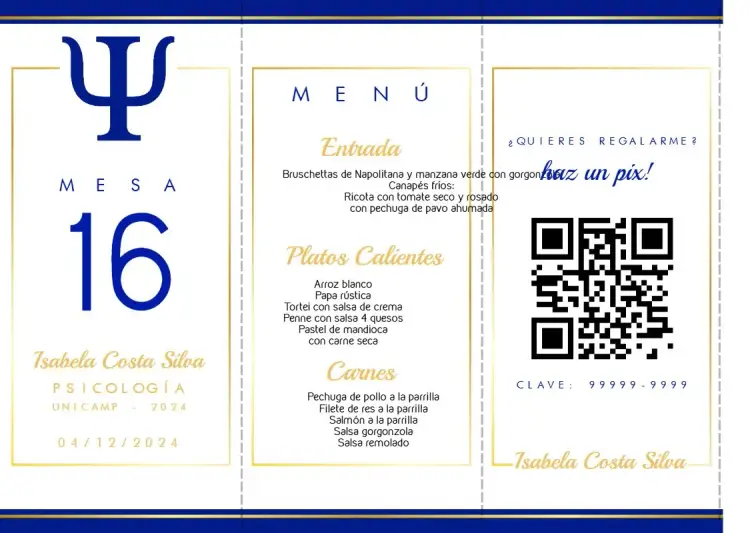 Invitación Menú Triángulo Graduación Psicología Triángulo