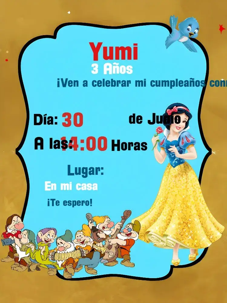 Invitación Blanca Nieves Roja