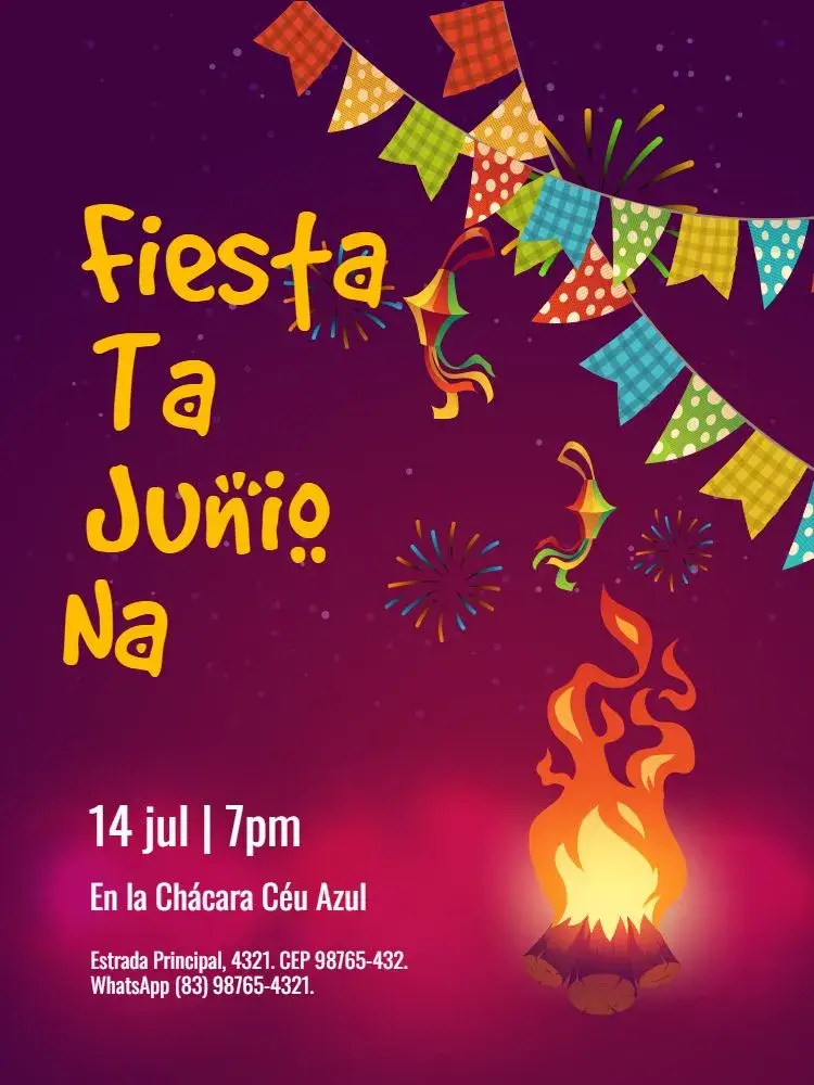 Invitación Fiesta Junina Hoguera