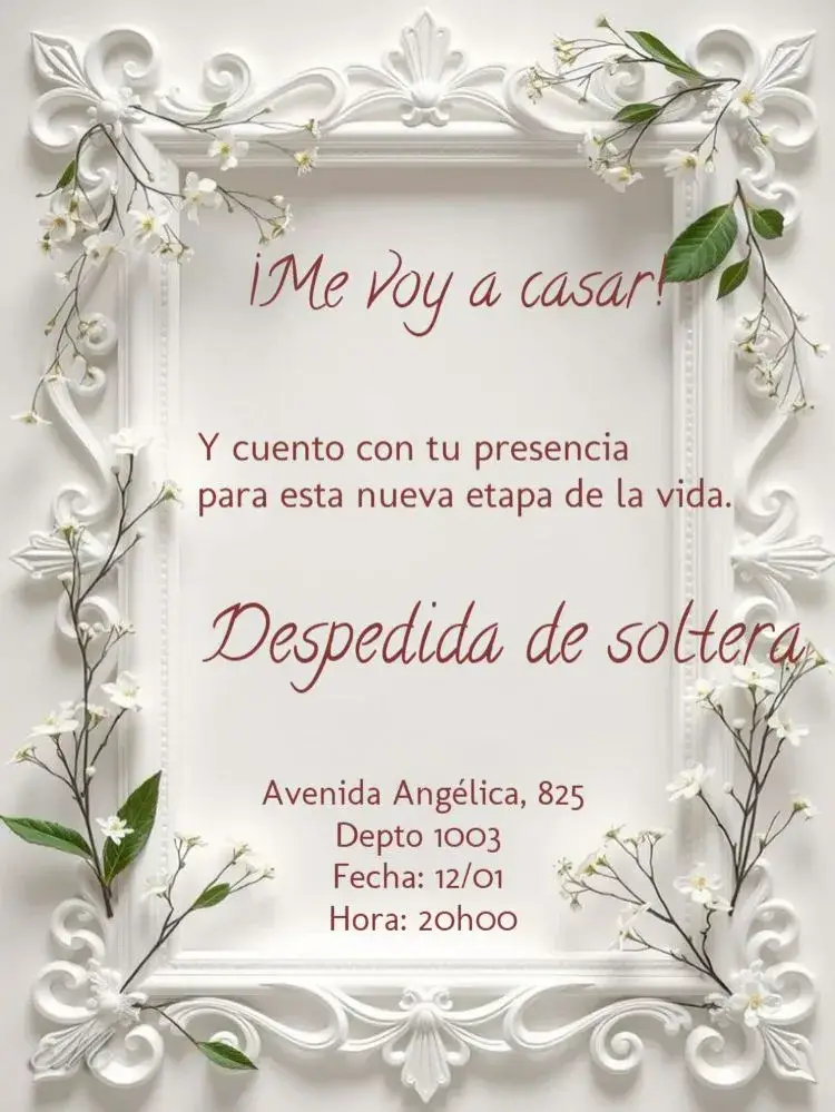 Invitación Despedida de soltera Escultura Para Editar Delicado editable y personalizable