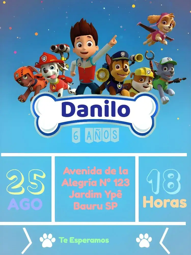 Invitación Patrulla Canina Hueso