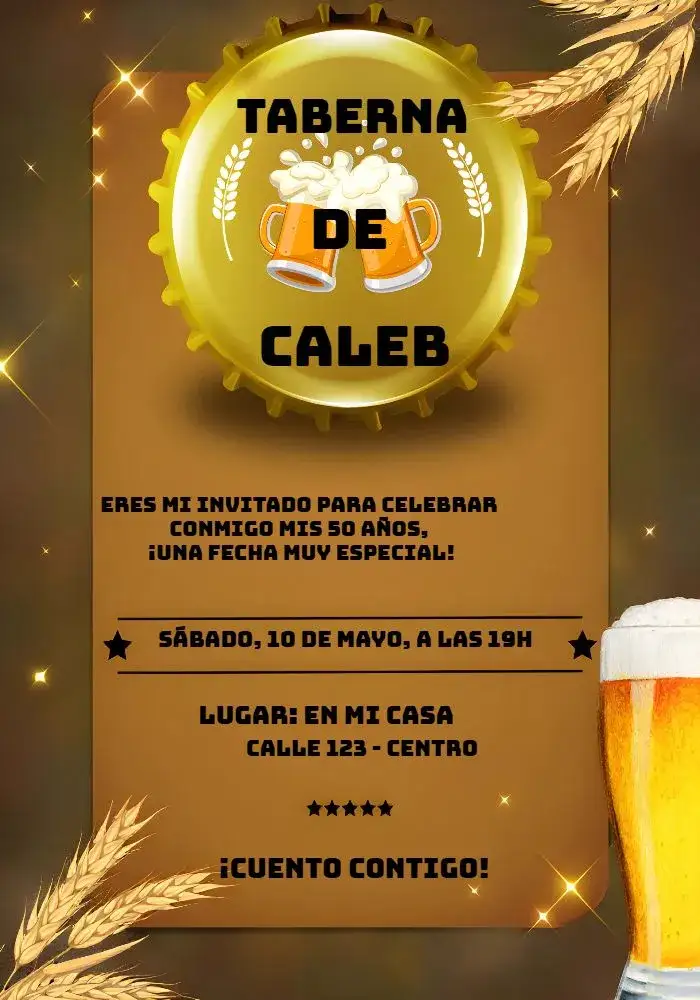 Invitación Boteco Tampinha – tema Cumpleaños taberna, animado, ajedrezado, divertido, relajado, moderno
