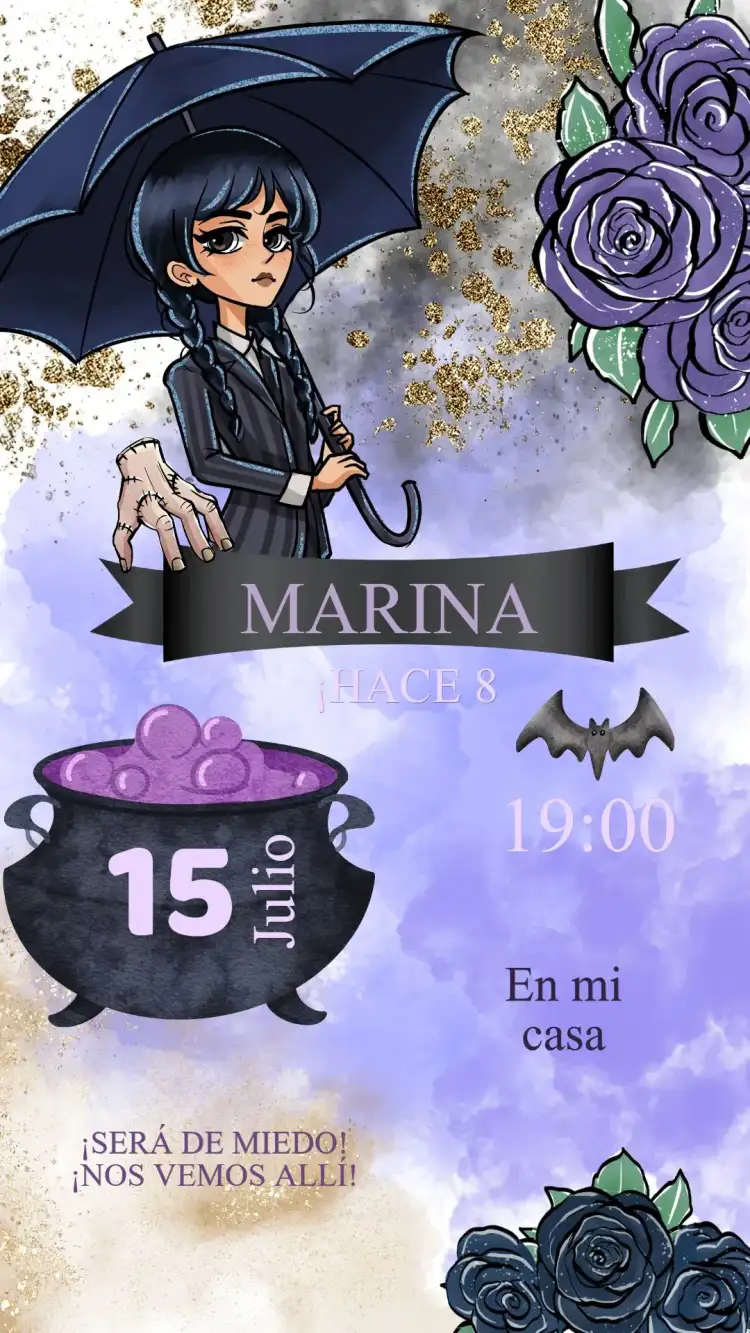 Invitación Cumpleaños Wandinha