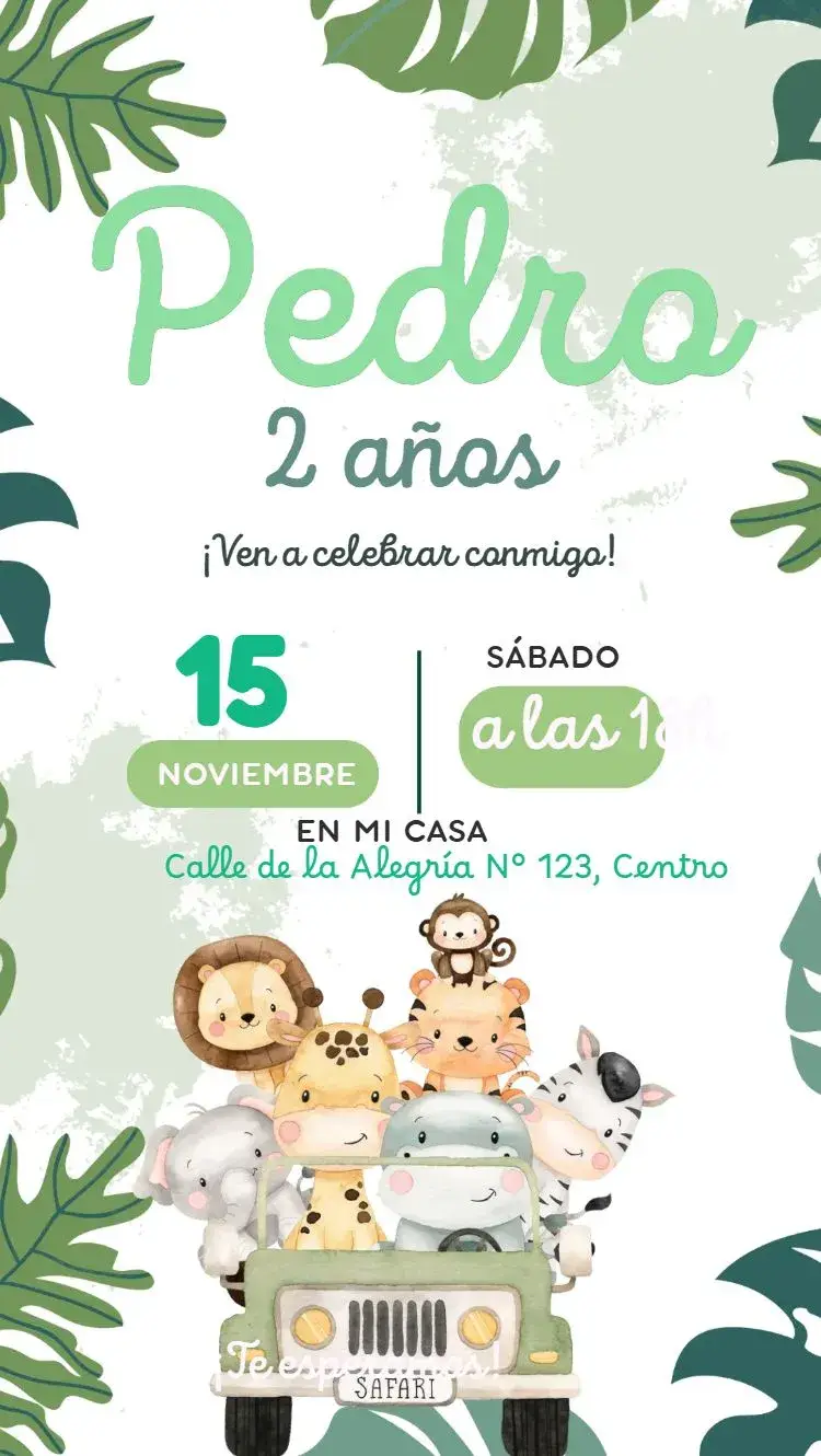 Invitación Safari acuarela