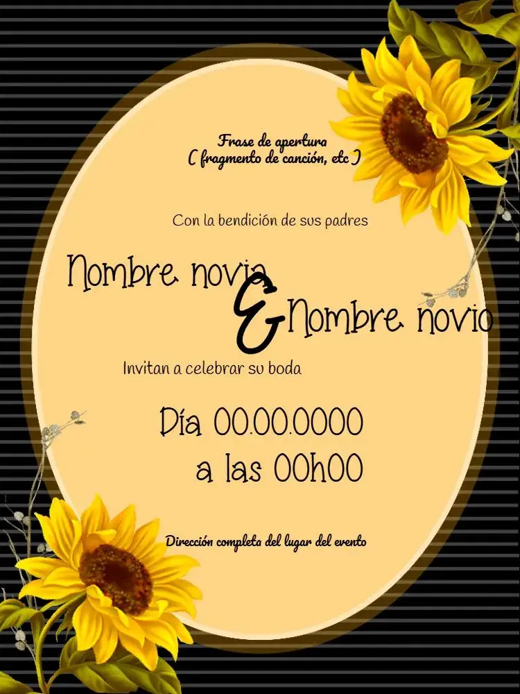 Invitación Boda Girasol Oscuro