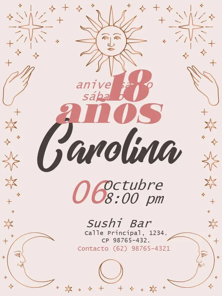 Invitación Rose Gold 18 Años Sol