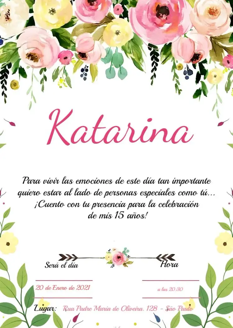 Invitación De 15 Años Floral Flores