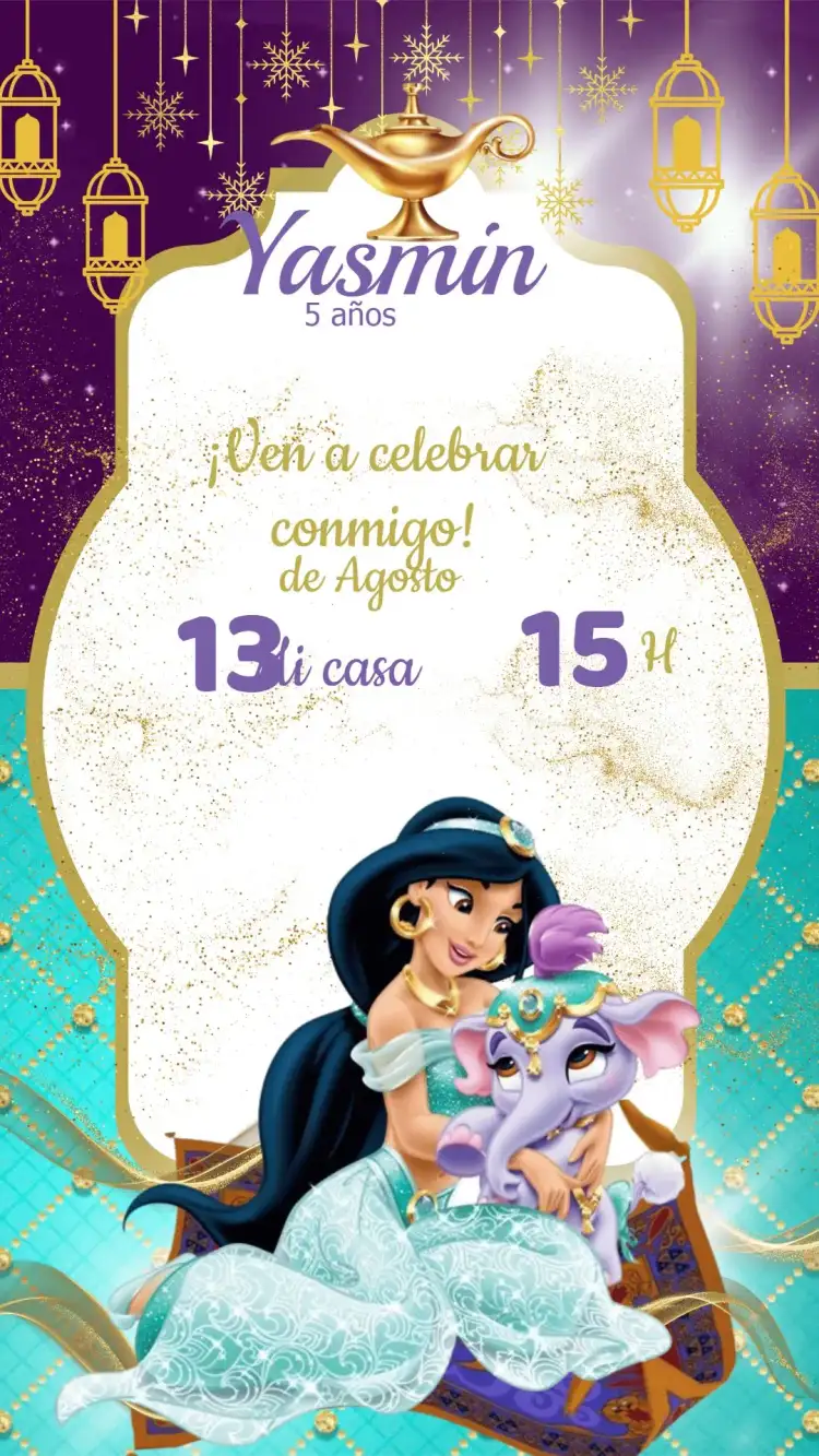 Invitación Cumpleaños Princesa Jasmine