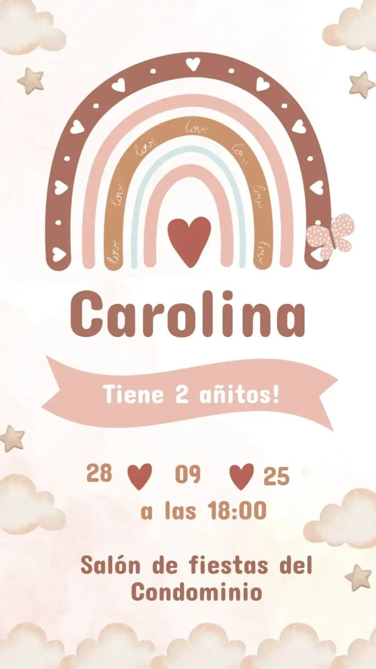 Invitación Cumpleaños Infantil Boho Niña