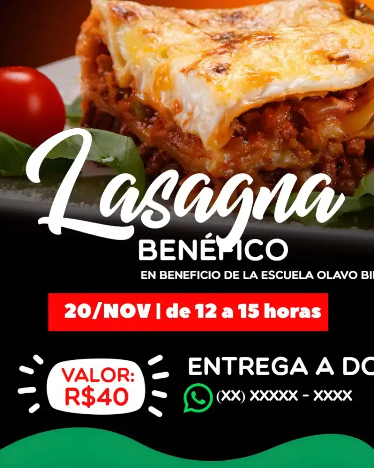 Invitación Arte Para Lasagna Beneficiosa Carreteiro – tema Más buscados vibrante, acogedor, culinario, casero, colorido, solidario