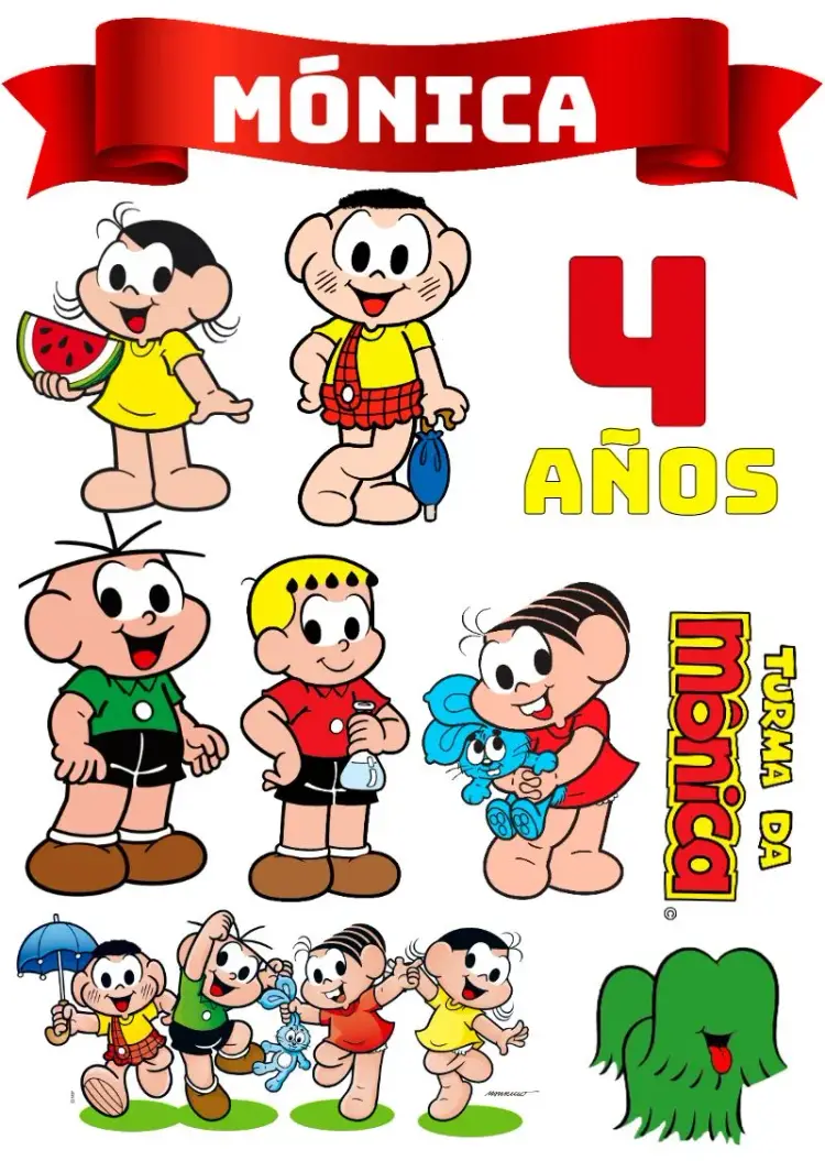 Invitación Topo De Pastel Turma Da Mônica Cebolinha editable y personalizable