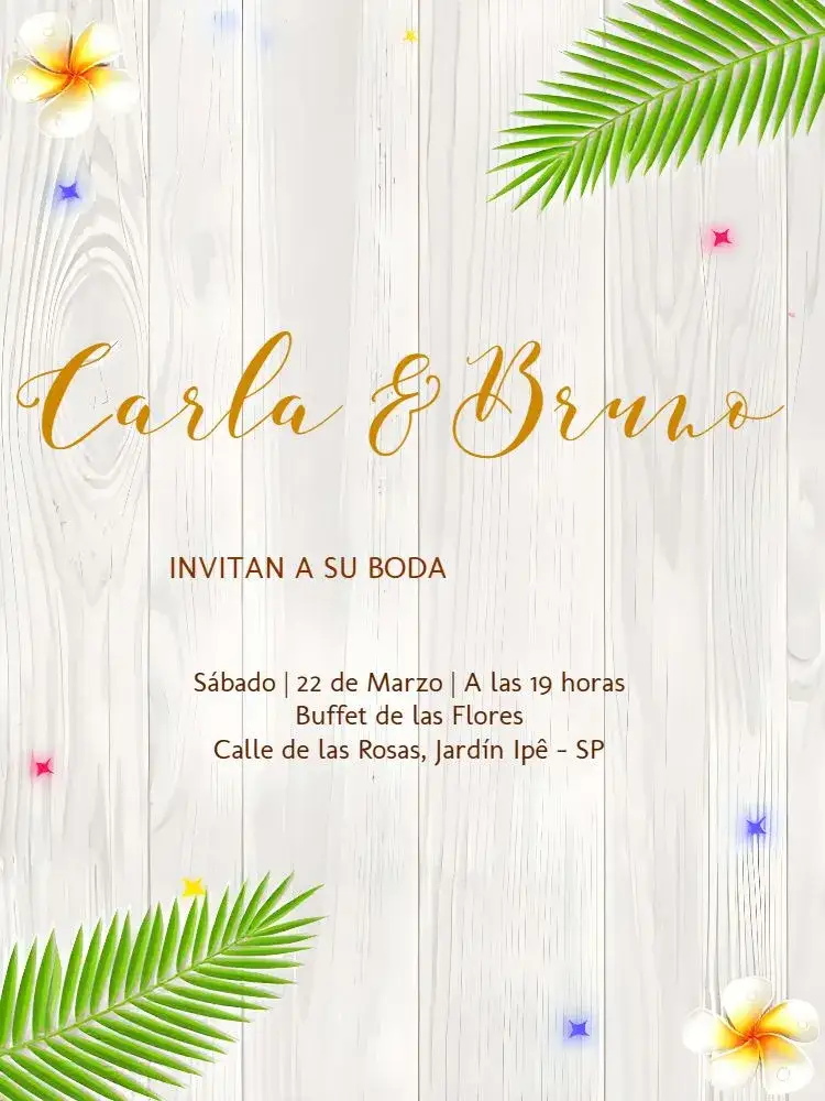 Invitación Boda Follaje Flor – tema Boda floral, verde, rústico, moderno, minimalista, elegante