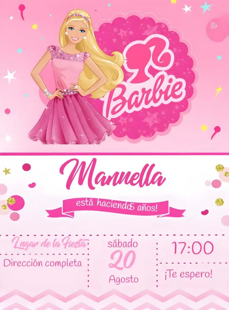 Invitación Barbie Fiesta