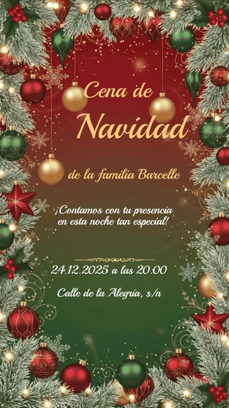 Invitación Invitación Fiesta de Navidad – tema Fechas Conmemorativas rojo y verde, dorado, minimalista, vintage, moderno